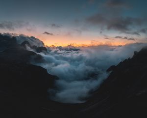 Preview wallpaper mountains, clouds, sky, smoke, height