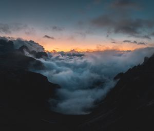Preview wallpaper mountains, clouds, sky, smoke, height