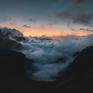 Preview wallpaper mountains, clouds, sky, smoke, height