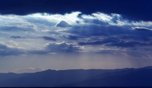 Preview wallpaper mountains, clouds, sky, rays
