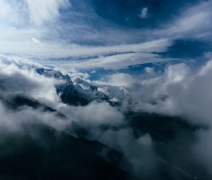 Preview wallpaper mountains, clouds, snow