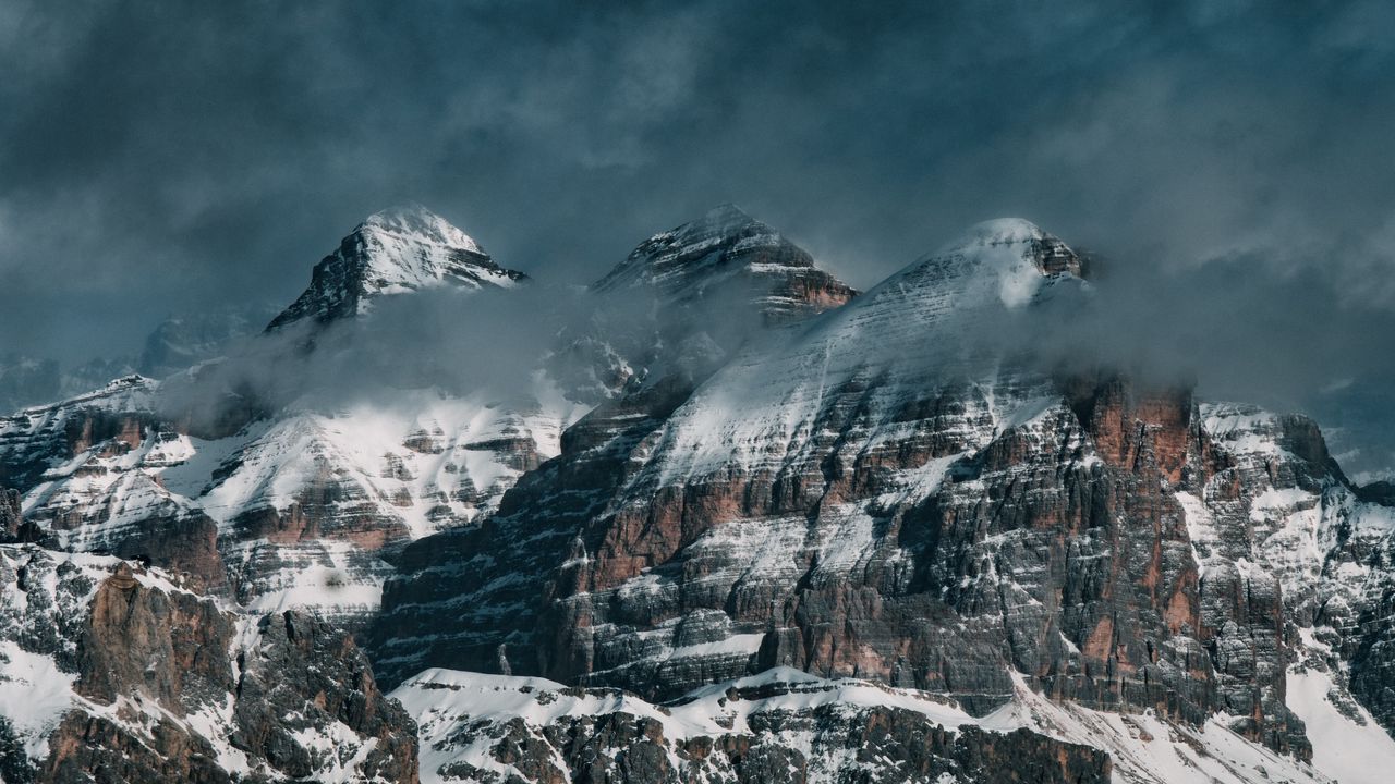 Wallpaper mountains, clouds, snow, landscape