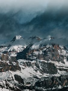 Preview wallpaper mountains, clouds, snow, landscape