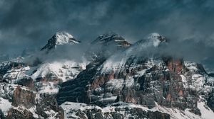 Preview wallpaper mountains, clouds, snow, landscape