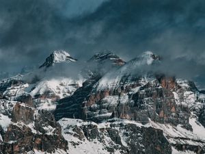 Preview wallpaper mountains, clouds, snow, landscape