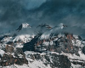 Preview wallpaper mountains, clouds, snow, landscape