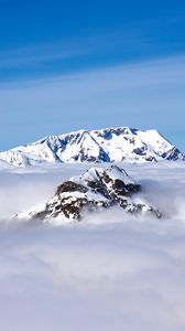 Preview wallpaper mountains, clouds, snow, sky, peaks