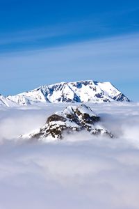 Preview wallpaper mountains, clouds, snow, sky, peaks