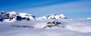 Preview wallpaper mountains, clouds, snow, sky, peaks