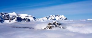 Preview wallpaper mountains, clouds, snow, sky, peaks