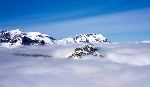 Preview wallpaper mountains, clouds, snow, sky, peaks