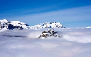 Preview wallpaper mountains, clouds, snow, sky, peaks