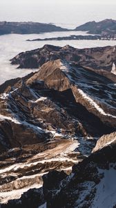 Preview wallpaper mountains, clouds, snow, aerial view, relief