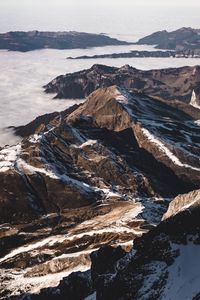 Preview wallpaper mountains, clouds, snow, aerial view, relief