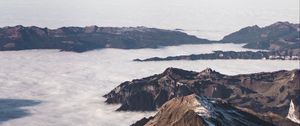 Preview wallpaper mountains, clouds, snow, aerial view, relief