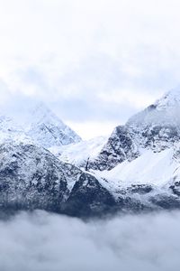 Preview wallpaper mountains, clouds, snow, landscape, white