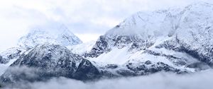 Preview wallpaper mountains, clouds, snow, landscape, white