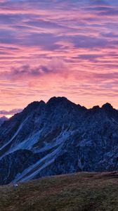 Preview wallpaper mountains, clouds, sunset, sky, nature