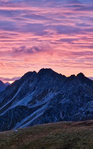 Preview wallpaper mountains, clouds, sunset, sky, nature