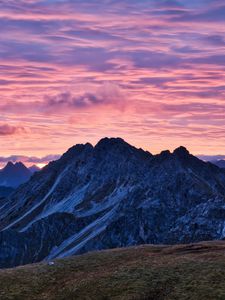 Preview wallpaper mountains, clouds, sunset, sky, nature