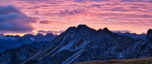 Preview wallpaper mountains, clouds, sunset, sky, nature