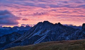 Preview wallpaper mountains, clouds, sunset, sky, nature