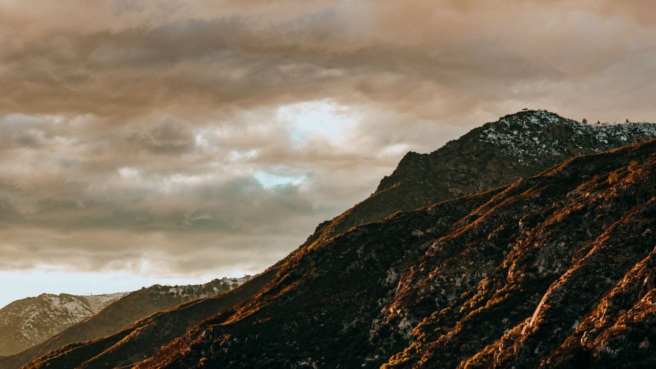 Wallpaper mountains, clouds, sunset, nature, landscape