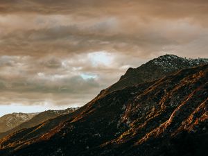 Preview wallpaper mountains, clouds, sunset, nature, landscape