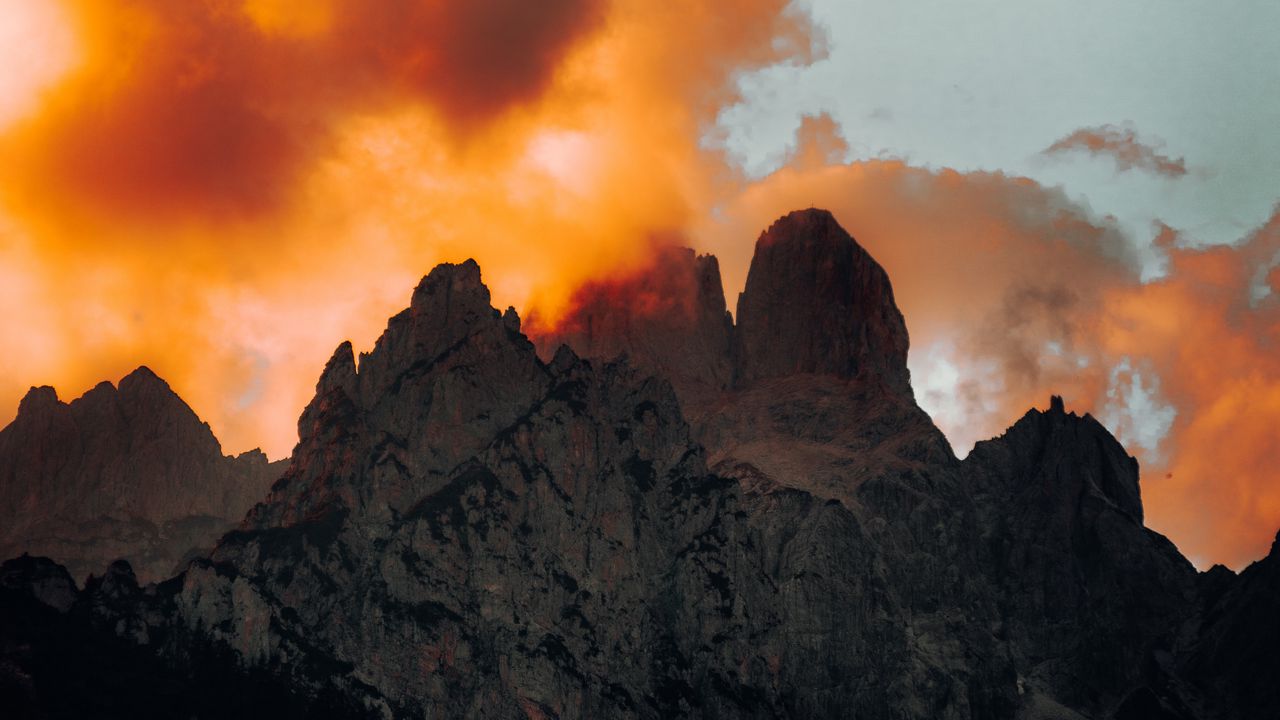 Wallpaper mountains, clouds, sunset, nature