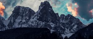Preview wallpaper mountains, clouds, trees, snow