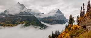Preview wallpaper mountains, clouds, trees, nature, view
