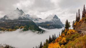 Preview wallpaper mountains, clouds, trees, nature, view