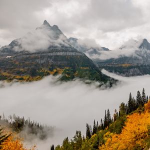 Preview wallpaper mountains, clouds, trees, nature, view