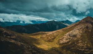 Preview wallpaper mountains, clouds, valley, anchorage, united states