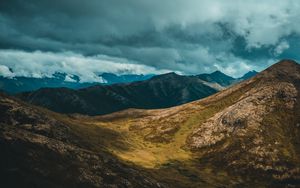 Preview wallpaper mountains, clouds, valley, anchorage, united states