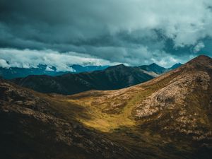 Preview wallpaper mountains, clouds, valley, anchorage, united states