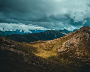 Preview wallpaper mountains, clouds, valley, anchorage, united states