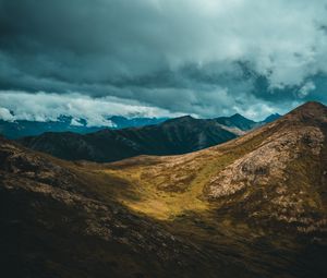 Preview wallpaper mountains, clouds, valley, anchorage, united states