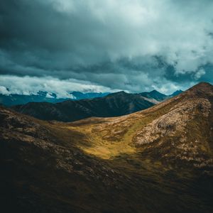 Preview wallpaper mountains, clouds, valley, anchorage, united states