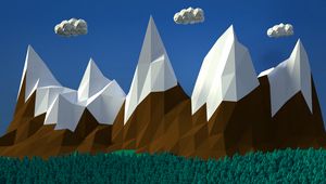 Preview wallpaper mountains, clouds, volume, vector, art, 3d