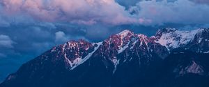 Preview wallpaper mountains, clouds, water, coast, landscape