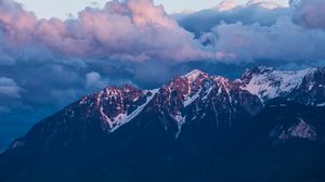 Preview wallpaper mountains, clouds, water, coast, landscape