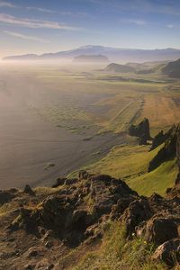 Preview wallpaper mountains, coast, ocean, greens, sand