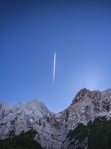 Preview wallpaper mountains, comet, sky, landscape, nature