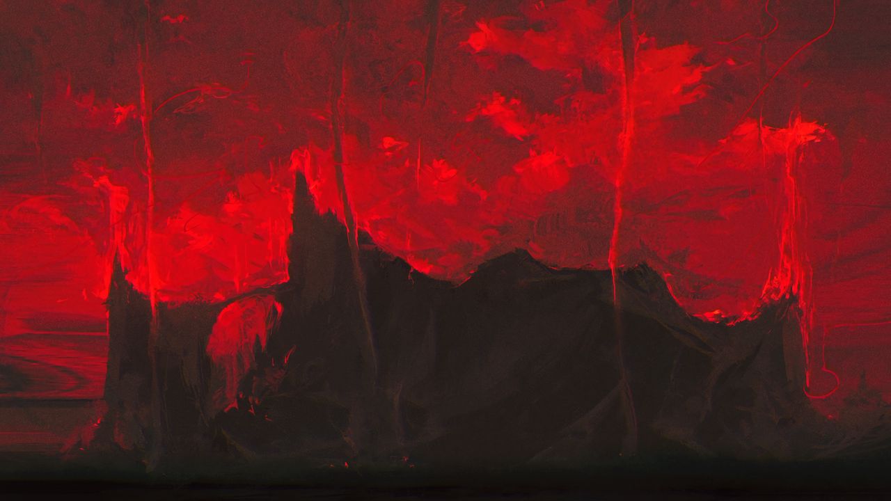 Wallpaper mountains, dark, art, red, black