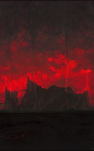 Preview wallpaper mountains, dark, art, red, black