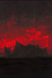 Preview wallpaper mountains, dark, art, red, black