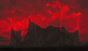 Preview wallpaper mountains, dark, art, red, black