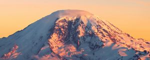 Preview wallpaper mountains, dawn, clouds, top, snow