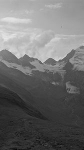 Preview wallpaper mountains, distance, sky, black and white